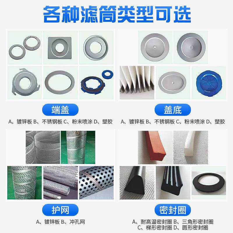 工业除尘过滤筒快卡阻燃耐高温空气净化粉尘过滤筒防静电覆膜滤筒