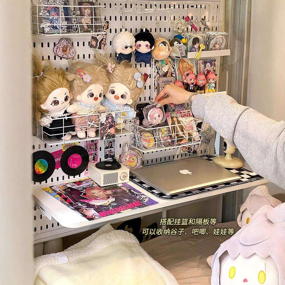 大宿小舍吧唧收纳洞洞板床上电脑桌子宿舍神器上铺好物床尾置物架