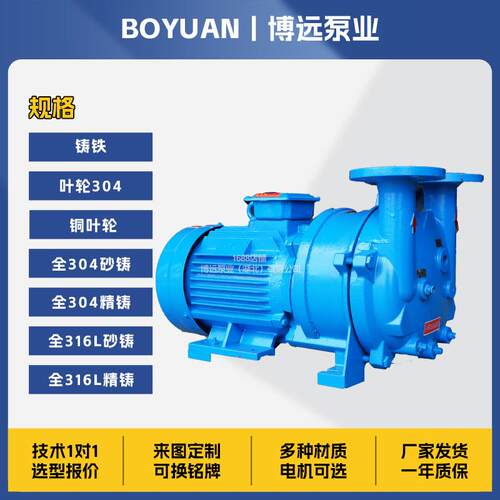 博远泵业2BV水环真空泵工业抽气泵33mba高真空机械密封耐腐真空泵