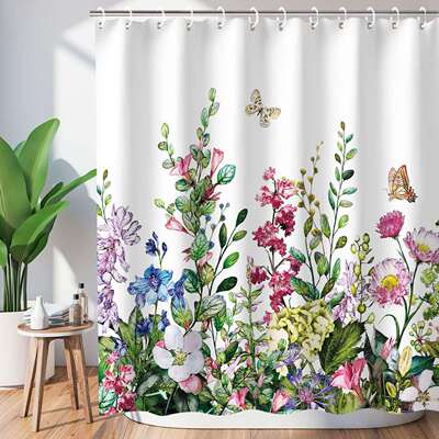Curtain shower防水防霉浴帘卫生间免打孔隔断帘挂帘子浴帘套装