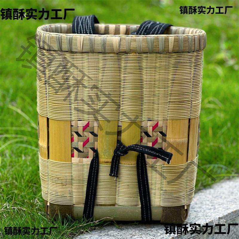云南大理背篓精编双层竹背篓手工竹编家用四川背篼买菜竹筐拍照