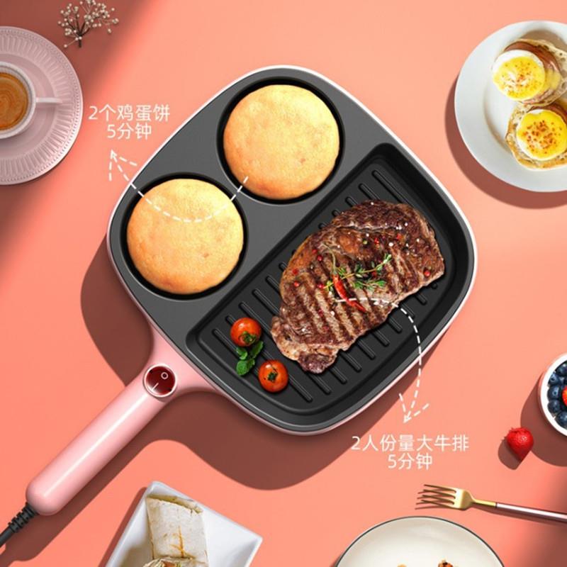 跨境四孔煎蛋锅 三合一网红早餐机迷你家用多功能鸡蛋牛排电煎锅