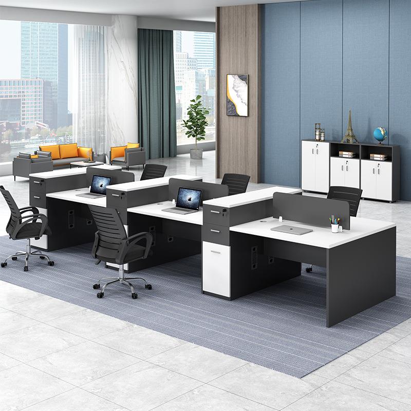 新款办公室职员office办公桌四人位简约卡座电脑桌屏风工位组合