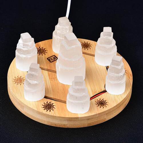 摩洛哥天然透石膏灯塔摆件七星盘灯座家居客厅办公桌面摆设