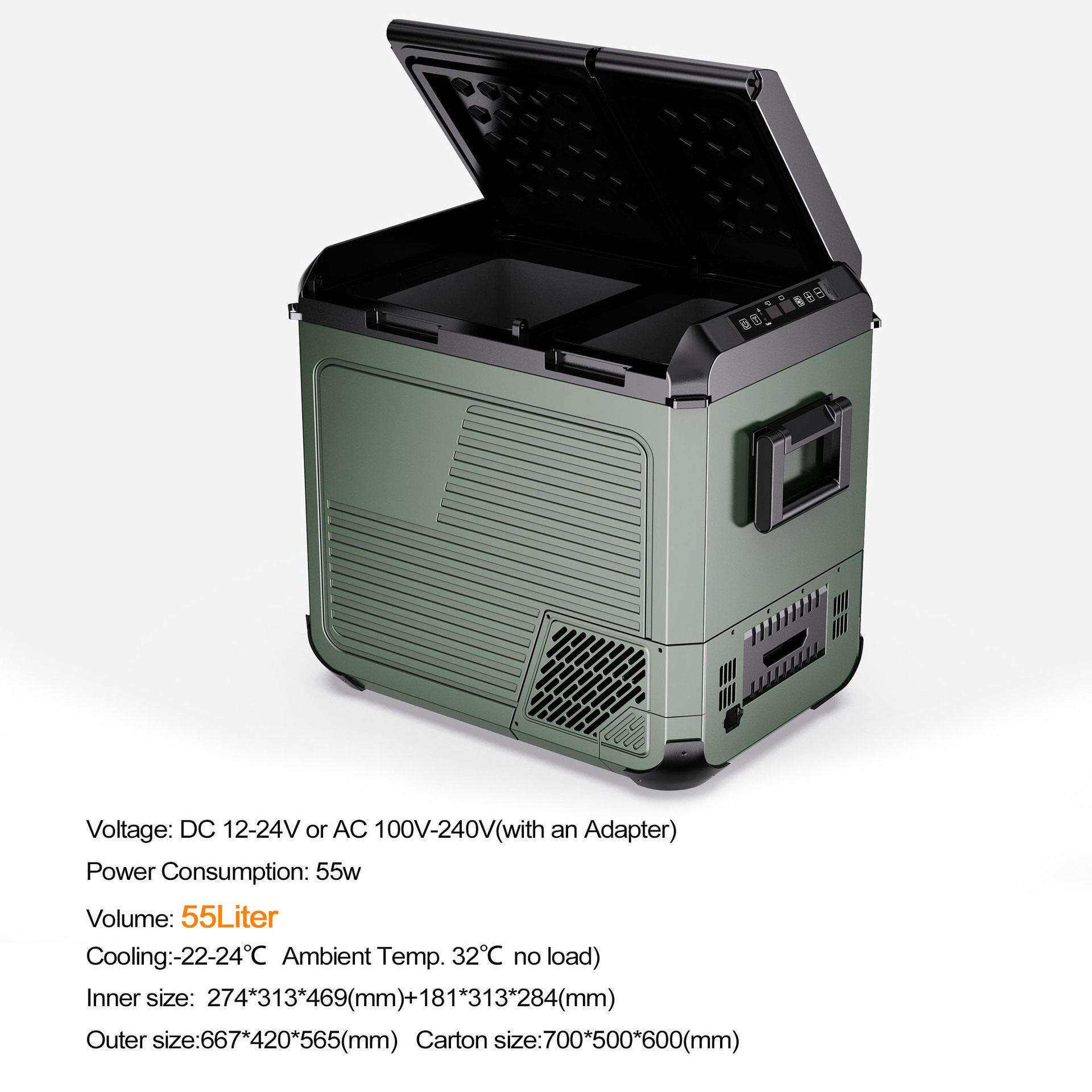12V 24伏车载冰箱房车户外露营35L 45L 55L便携冰箱外贸工厂直销