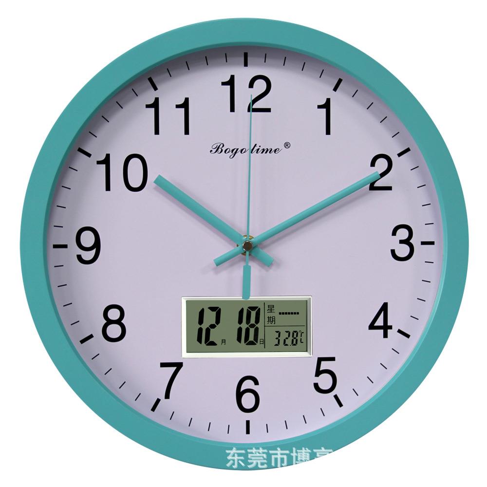 时尚创意电子挂钟 石英机芯挂钟 个性数显LCD挂表 温湿度计