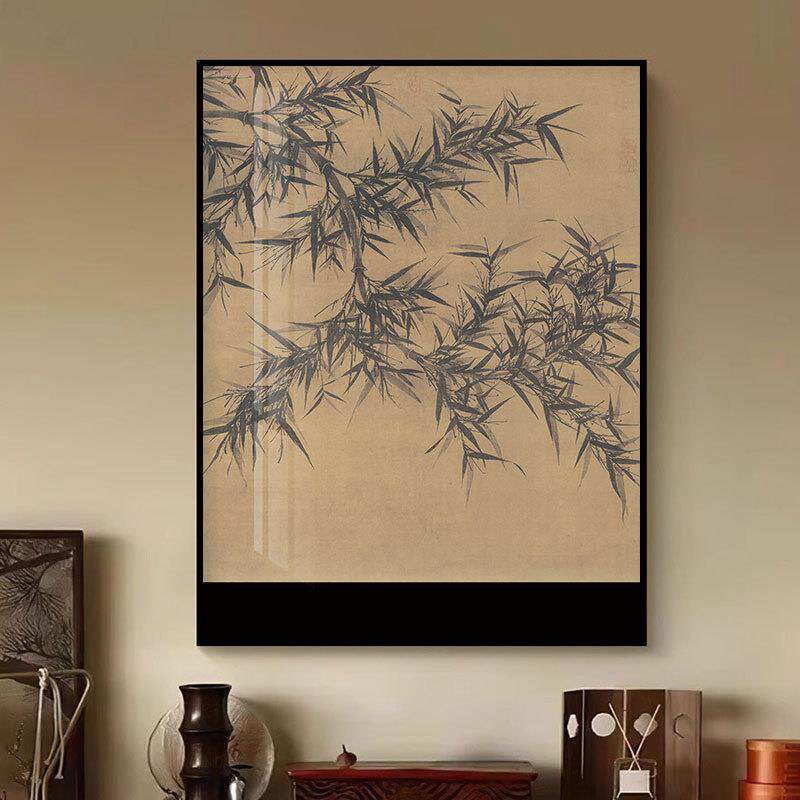 中古风客厅装饰画复古中式餐厅茶室禅意竹子挂画床头卧室斗柜摆画