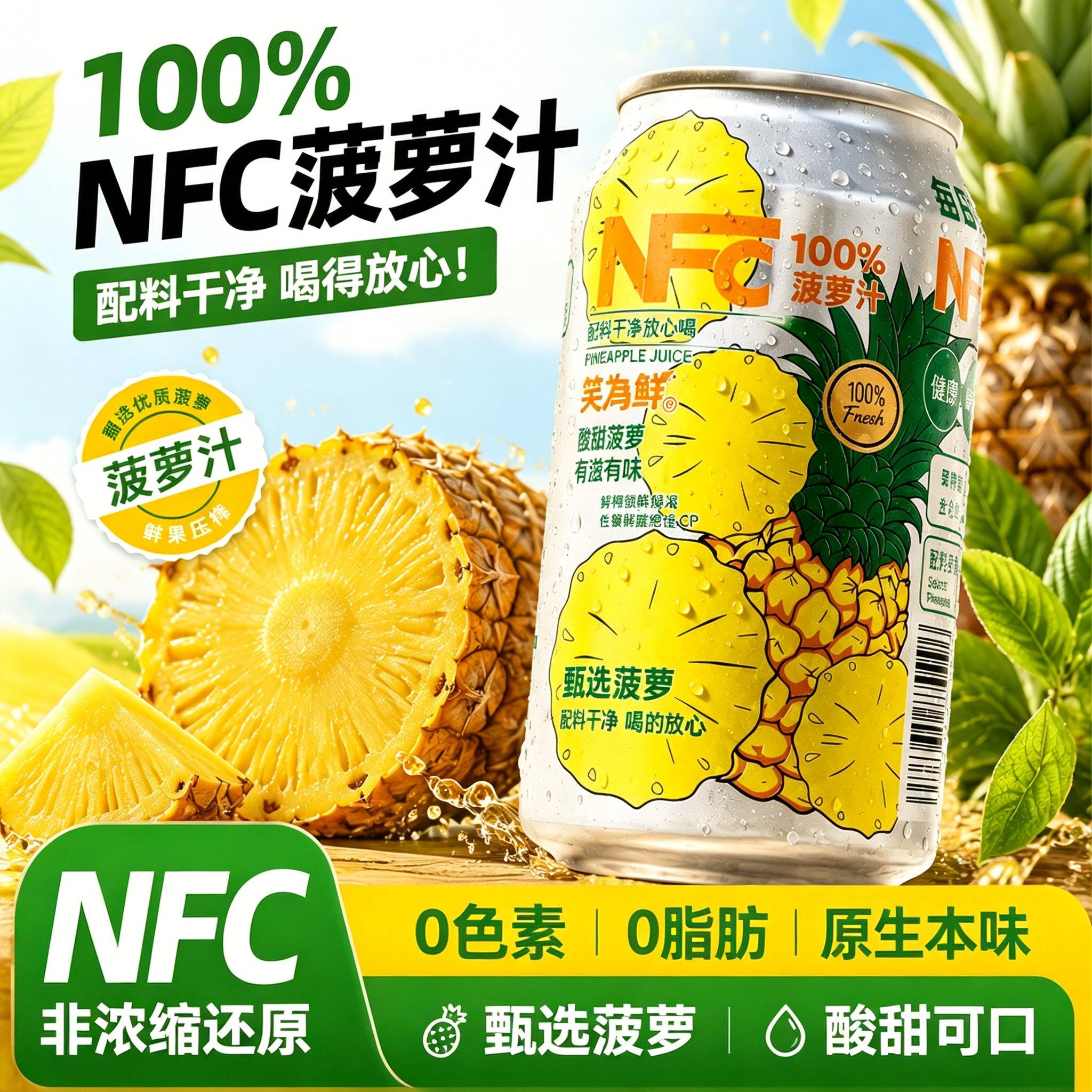 央妈推荐！100%nfc菠萝汁冰镇饮