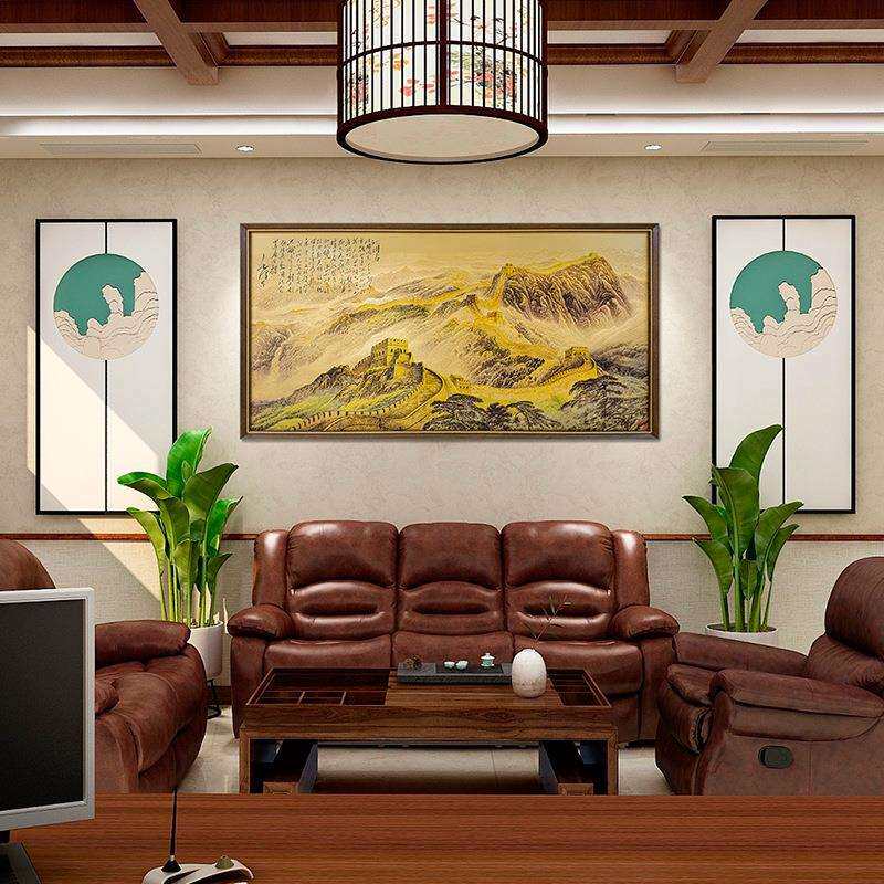 厂家直销新中式装饰画客厅商务办公挂画《江山如此多娇》铜板画