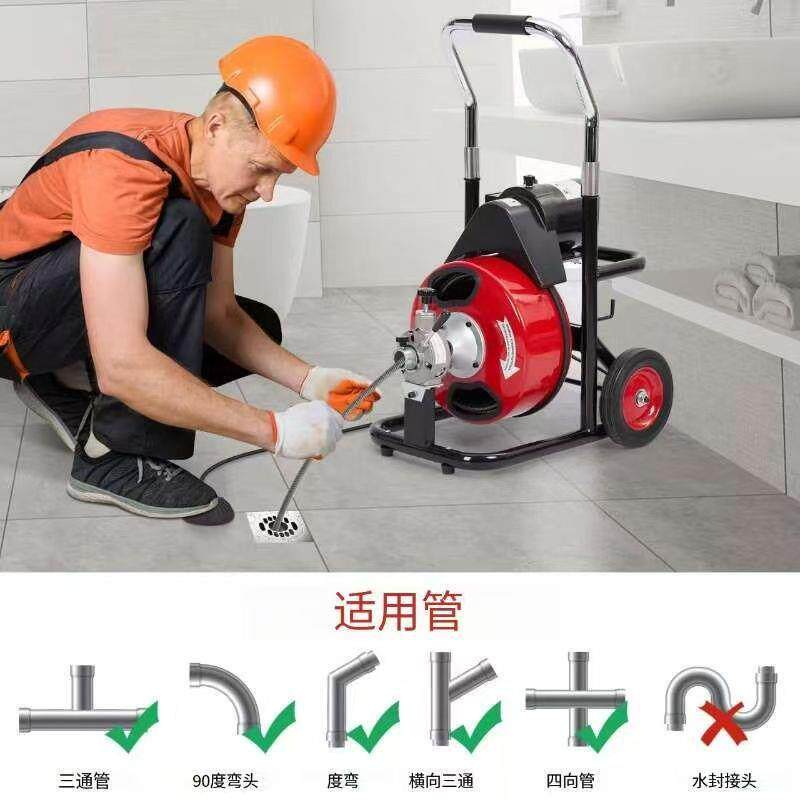跨境热销全自动管道疏通机下水道疏通机器蛇形电动排水管清理机