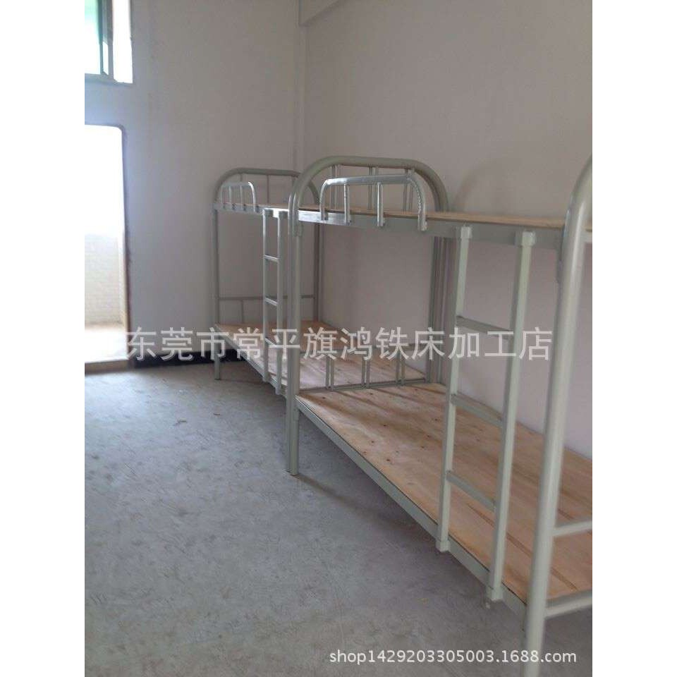 东莞厂家自产自销 员工宿舍方管床 圆管床 单人双层铁床