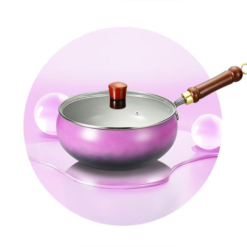 电磁炉平底不粘家用炒菜锅具汤锅无涂层炒锅铁锅不粘锅遇热变色