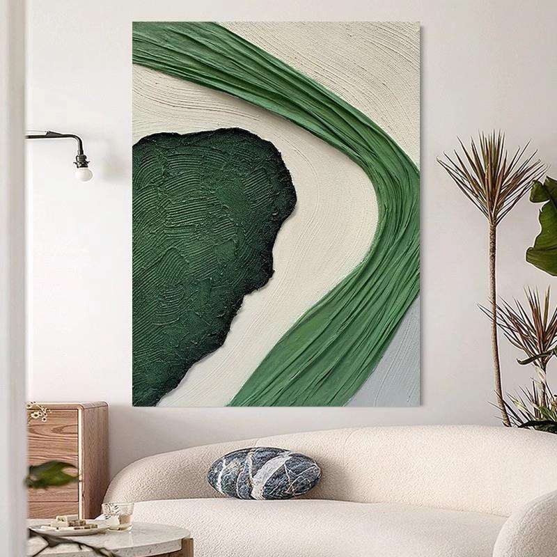 大芬油画村纯手绘油画玄关走廊客厅装饰画立体肌理画《绿意燎原》