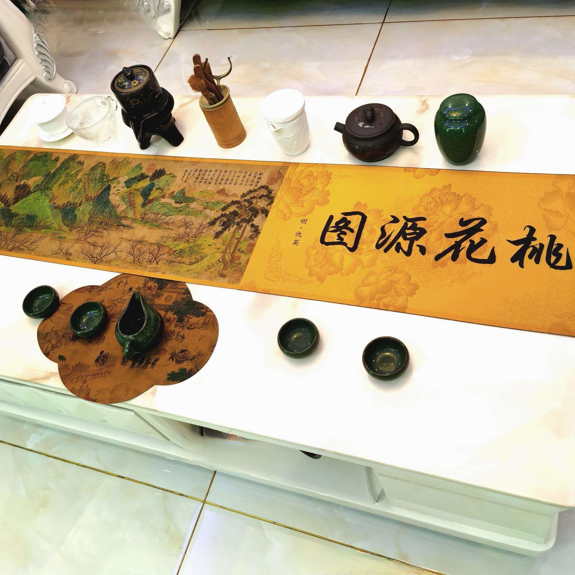 桃花源图双面茶席双面防水茶垫茶桌茶巾垫子新中式禅意泡茶布