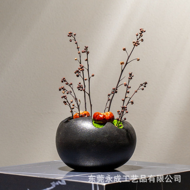 新中式青苔仿真盆栽客厅茶几摆件