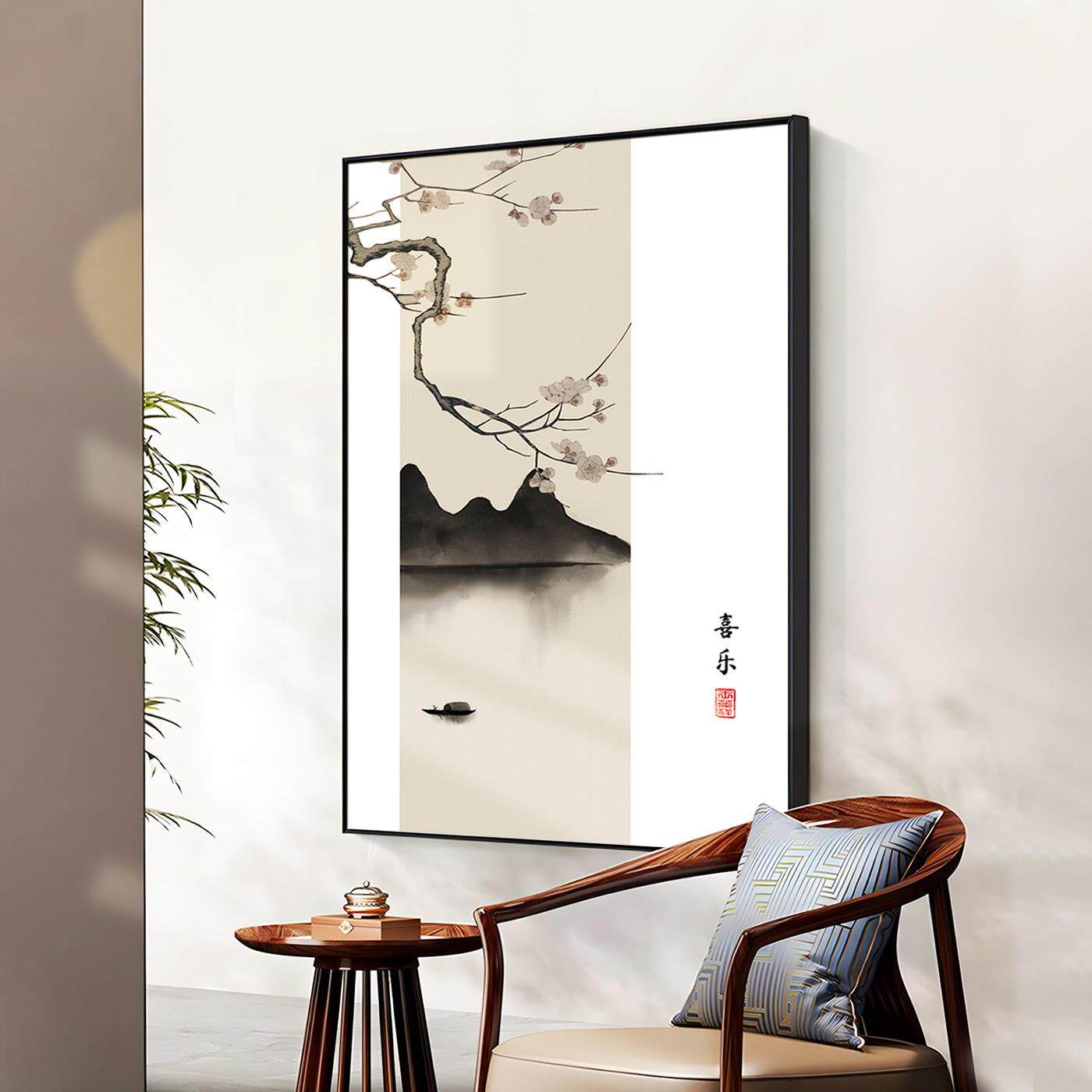 欣欣向荣民盈浩宋代美学挂画玄关竖版入户墙面壁画新禅式意客厅宿