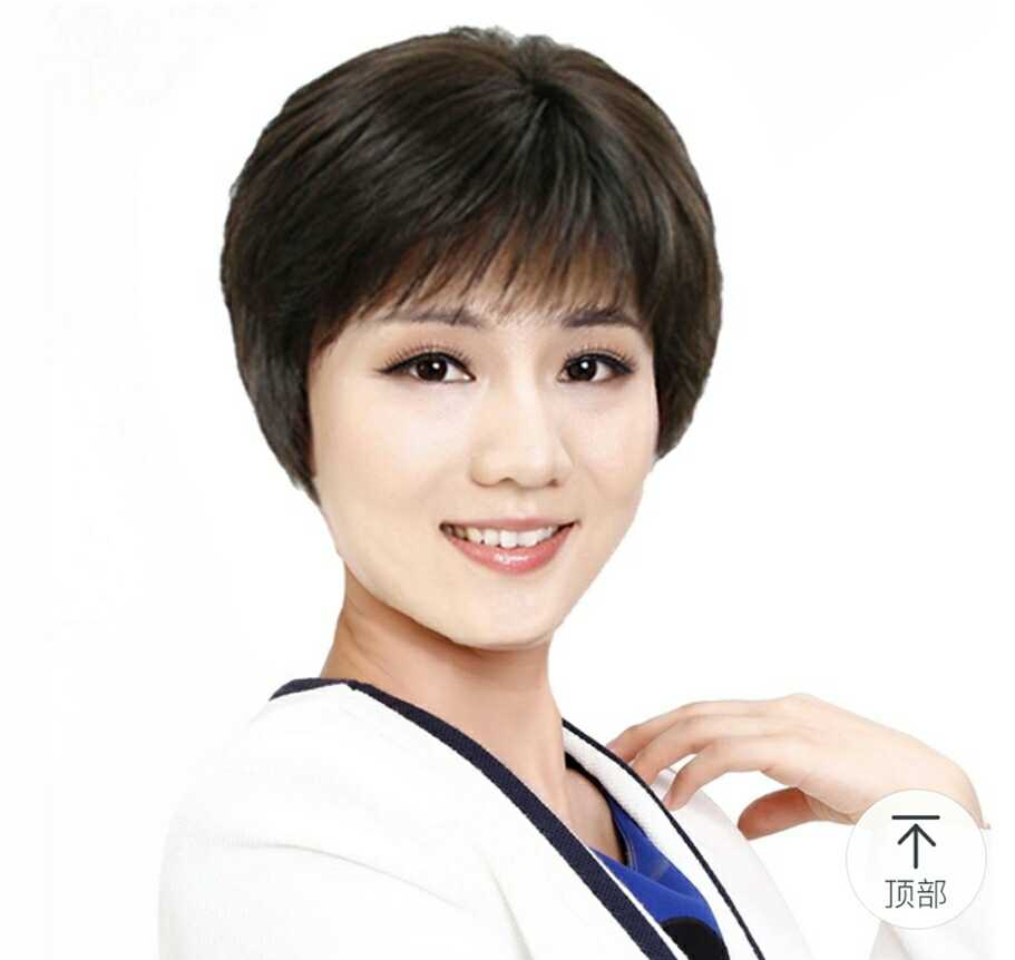 中年妈妈假发女短直发光头全头套短发化疗真人发丝透气自然假发套