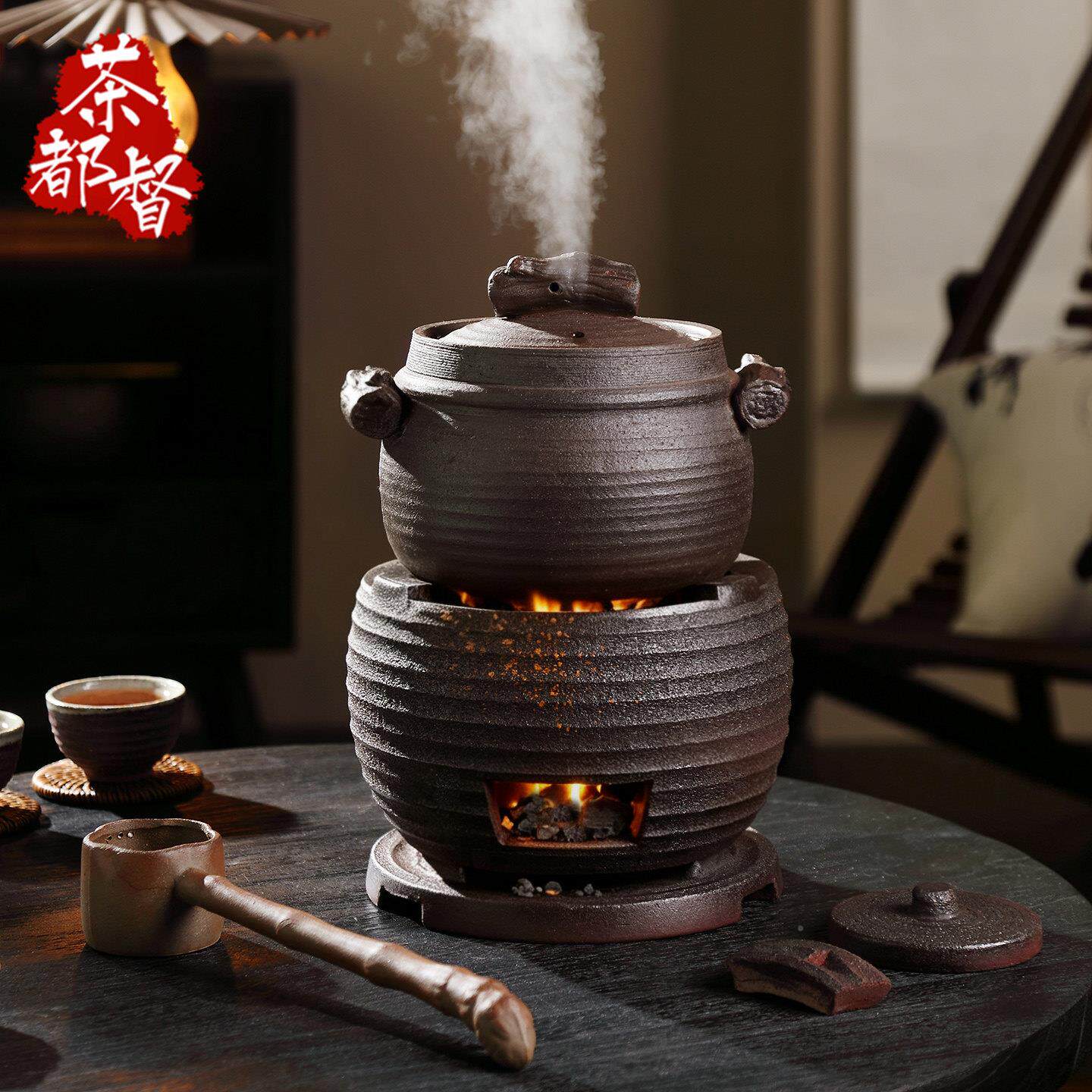 柴烧复阳火大号土木炭炉古粗砂锅炖炭火老式陶煲砂ZKV锅煮茶炉汤