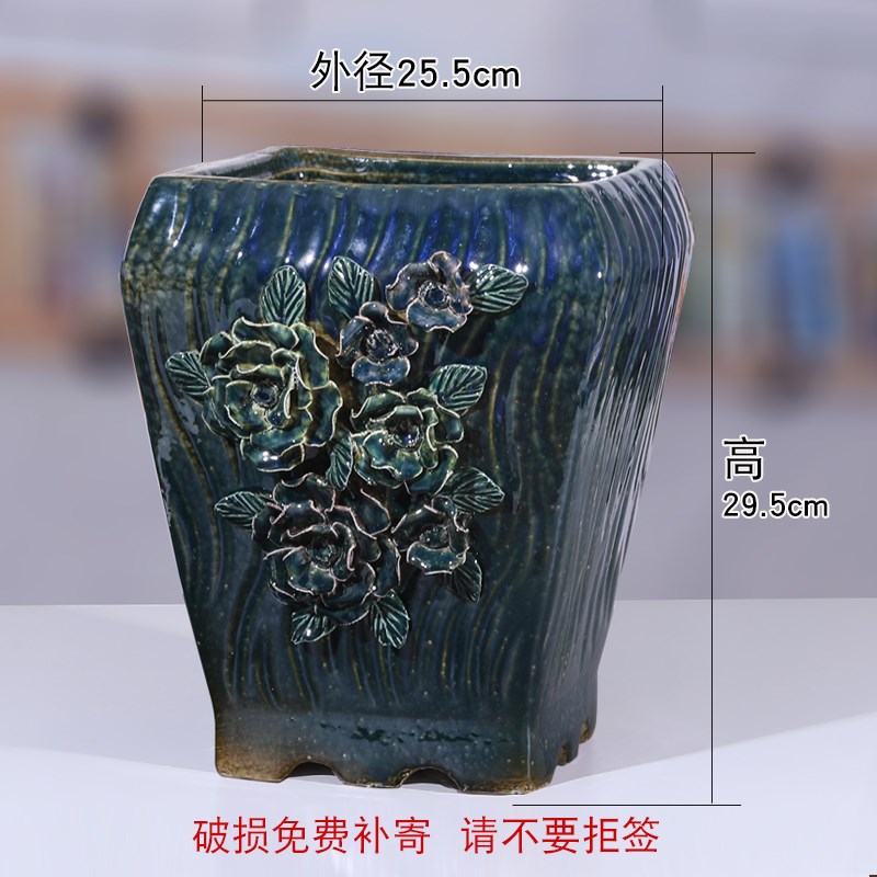 窑变多肉粗陶花盆陶瓷创意家用蝴蝶兰兰花大口径落地手工捏花工艺