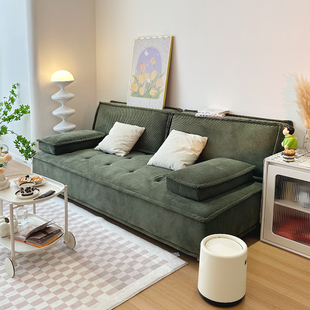 沙发小户型客厅可折叠布艺沙发床直排一字型两用多功能家用绿色