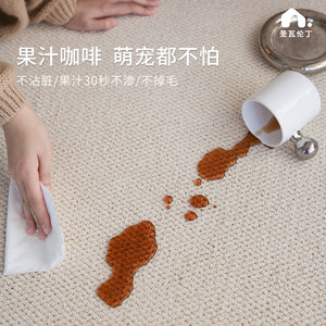 圣瓦伦丁客厅地毯防水防污硅藻丝极简纯色奶油风地毯卧室床边地垫