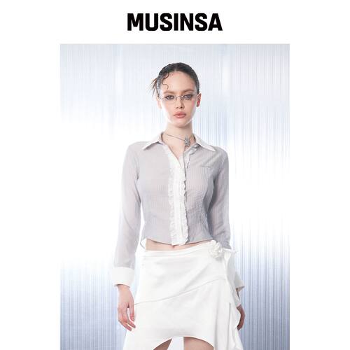 HILLDA 蕾丝上装衬衫 [泥膜] MUSINSA韩国官网直邮进口