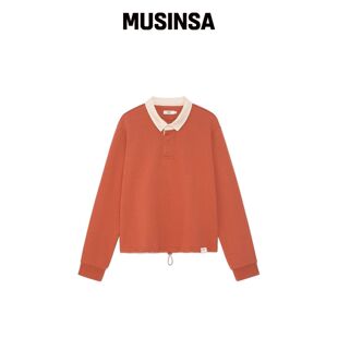 GLOWNY G 对比色长袖Polo衫（橙色） MUSINSA韩国官网直邮进口