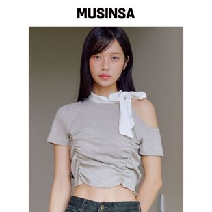 ZEROPLANET 雷拉不对称蝴蝶结褶皱上衣 [OATMEAL韩国官网直邮进口