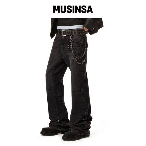 DECET 宽松喇叭双膝裤 DCPT078Black MUSINSA韩国官网直邮进口