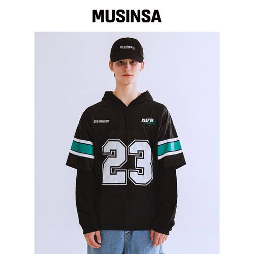 QT8 GARMENTS OC 足球分层连帽衫 (黑色) MUSINS韩国官网直邮进口