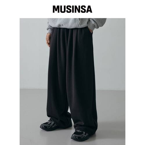LXT 双褶隐形绑带宽松运动裤 [VLACK] MUSINSA韩国官网直邮进口