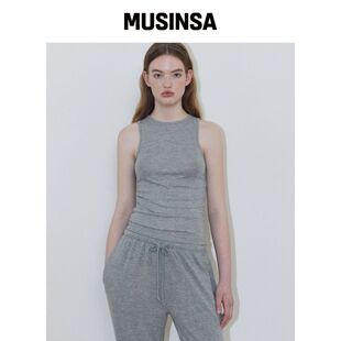 LADY VOLUME LEA Ribbed Tank Top (GREY)韩国官网直邮进口