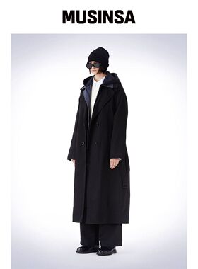 HAUS072C 可拆卸连帽风衣外套 黑色韩国官网直邮进口MUSINSA