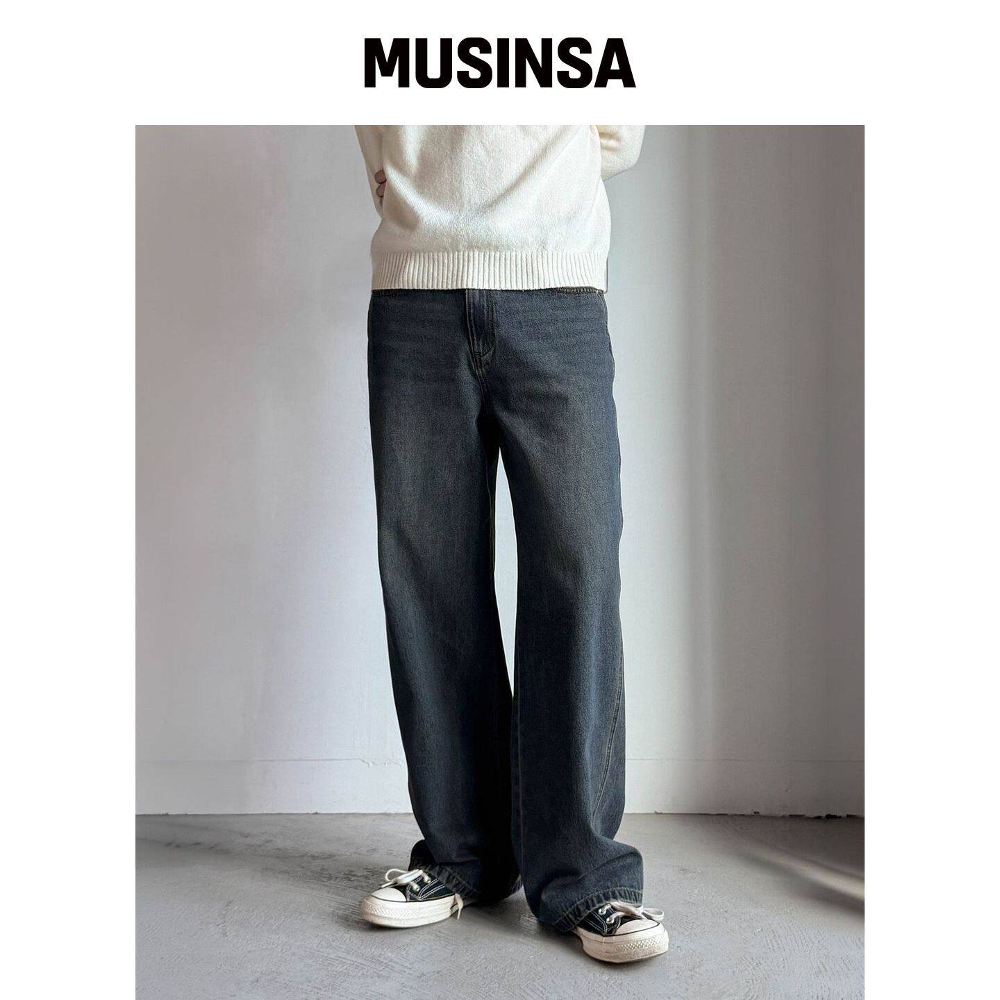 RAAM [UNISEX] 浅色水洗半阔腿牛仔裤子 MUSINSA韩国官网直邮进口