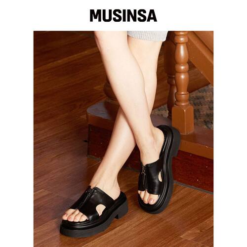 CESTI CHUNKY 毛绒拖鞋 (BLACK) SLIDE MUSINSA韩国官网直邮进口