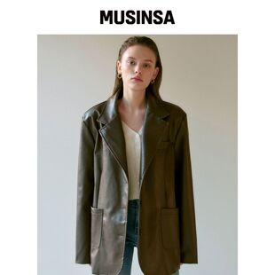 NICK&NICOLE MANISH 人造皮革夹克_棕色 MUSINSA韩国直邮官方正品