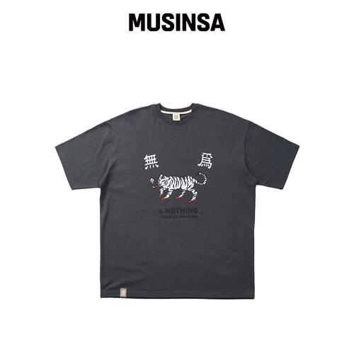 A NOTHING MU-WI PRT. BOX 1/2 TEE (炭灰色)韩国官网直邮进口