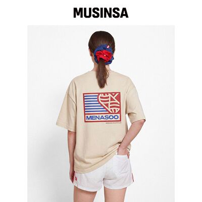 MENASOO MNS心形图案T恤_Oatmeal MUSINSA韩国官网直邮进口