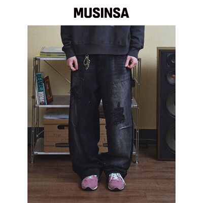 MAISON MINED RUGGED CARPENTER 牛仔裤 黑色韩国官网直邮进口
