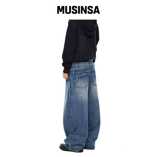 AAKAM 铆钉蓝色牛仔裤 MUSINSA韩国官网直邮进口