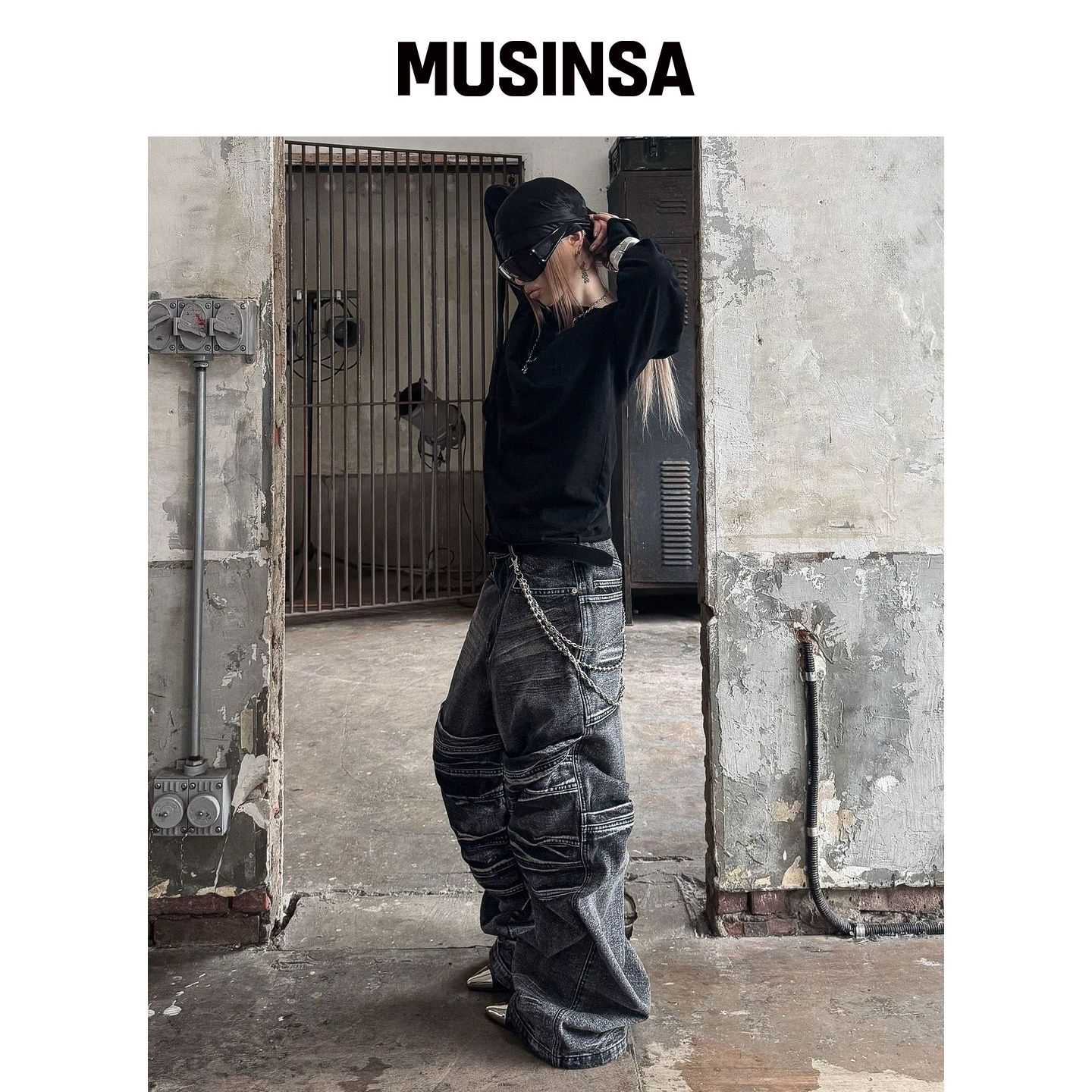 ROARINGRAD W.水洗翻边牛仔裤 黑色 MUSINSA韩国直邮官方正品