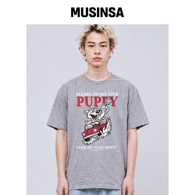 QT8 GARMENTS LB Bad Puppy 水洗T恤（灰色）韩国官网直邮进口