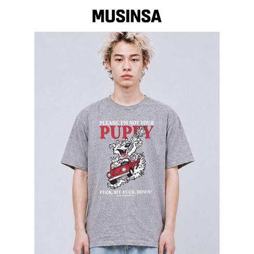 QT8 GARMENTS LB Bad Puppy 水洗T恤（灰色）韩国官网直邮进口