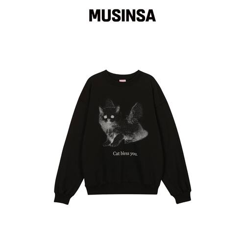 ITZAVIBE CAT BLESS YOU 卫衣 - 黑色韩国官网直邮进口