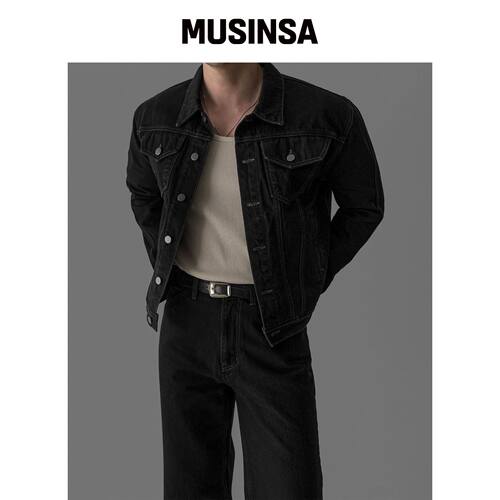 BOWLOW PRODUCT 黑色渐变牛仔 cropped 夹克 MUS韩国官网直邮进口