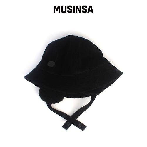 UNIVERSAL CHEMISTRY 灯芯绒黑色耳罩桶帽 MUSIN韩国官网直邮进口