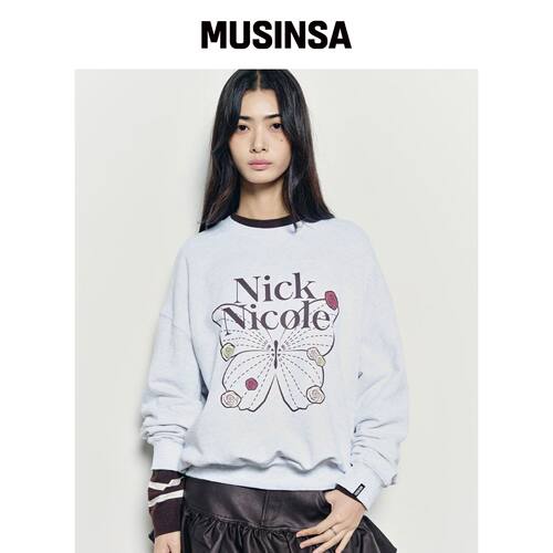 NICK&NICOLE BUTTERFLY ROSE SIGNATURE SWEATSH韩国官网直邮进口