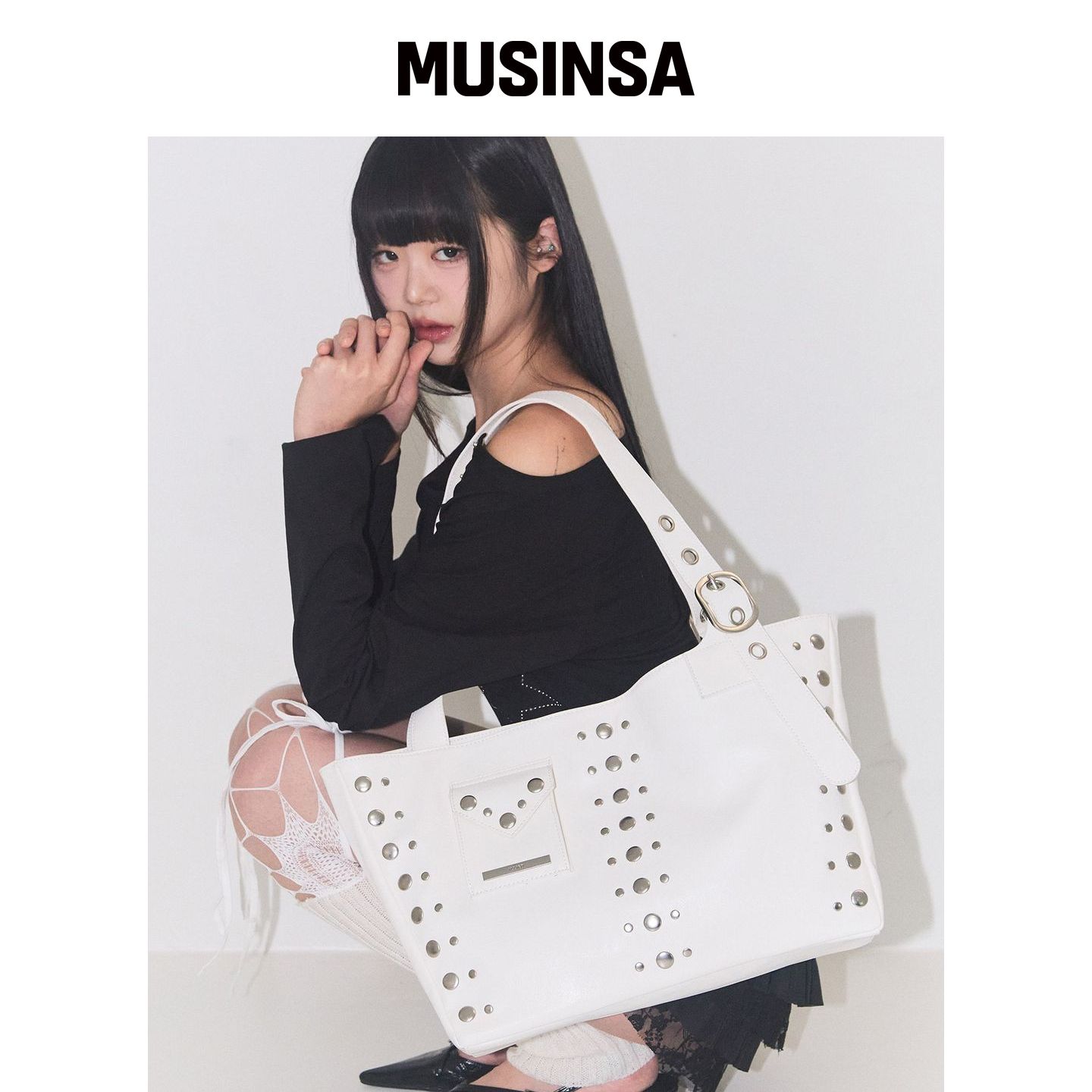 ILLIGO 翻盖口袋大包 白色 MUSINSA韩国直邮官方正品图片