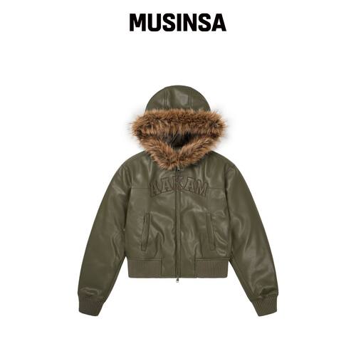 AAKAM 卡其色连帽皮毛外套 MUSINSA韩国直邮官方正品