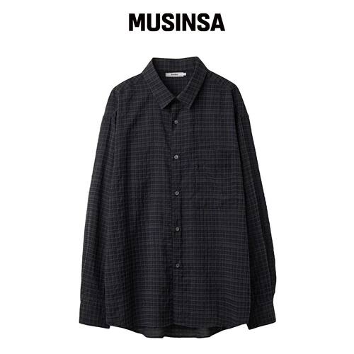AREUBAN Refreshing Vintage Check 衬衫_沙黑 M韩国官网直邮进口